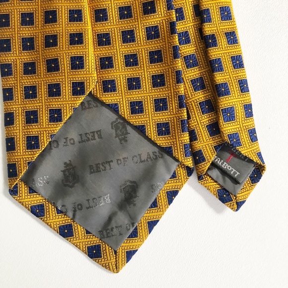 Robert Talbott Best of Class Nordstrom Silk Woven Gold Blue Tile w Blue Flowers - Picture 10 of 12